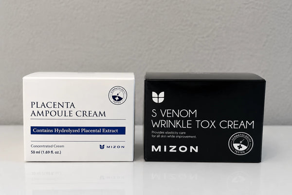 MIZON 2Pc Skincare Set Placenta Ampoule Cream & S Venom Wrinkle Tox Cream